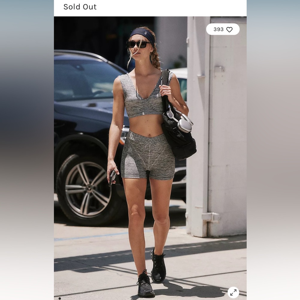 NEW Free People SET Movement Arrondi ribbed bra crop cropped top and shorts SET